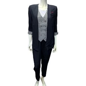 Vintage 90s Reina Industries Two-Piece Pantsuit with Built-In Vest 10P